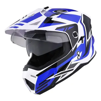 1Storm Dual Sport Motorcycle Motocross Off Road Full Face Helmet Dual Visor Storm Force Blue, Si