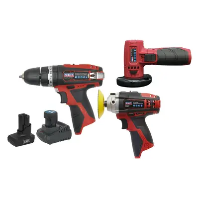 3x Cordless Power Tool Bundle & 2x Batteries Hammer Drill Polisher Angle Grinder