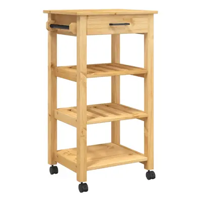 (brown, x x cm) vidaXL Kitchen Trolley Rolling Cart Storage Cart Trolley MONZA Solid Wood Pine