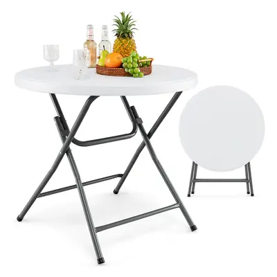 Round Folding Table CM Plastic Dining Table w/ Non-slip Foot Pads