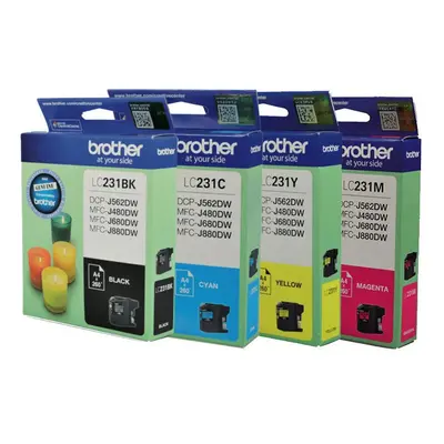 Brother LC231 Black Cyan Magenta Yellow Ink Cartridge Toner Value Pack