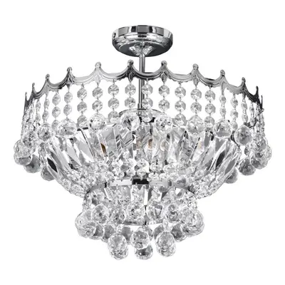 5 Light 39cm Chrome Semi Flush Complete With Crystal