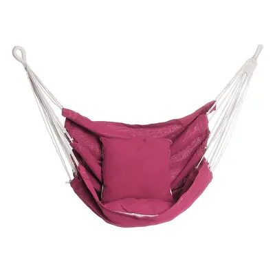 (Rose Red) Camping Hammock Chair Swing Seat Indoor Outdoor Folding Hanging Chair with Ropes Pill