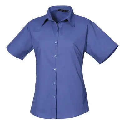 (18, Royal) Premier Short Sleeve Poplin Blouse / Plain Work Shirt