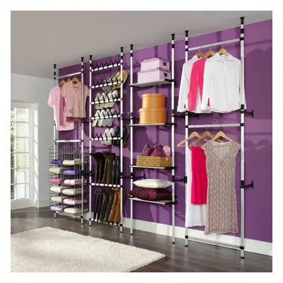 vidaXL Telescopic Shoe Rack with Rods Aluminium