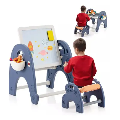 Kids Art Easel & Stool Set Double-Side Convertible Table W/ Markers