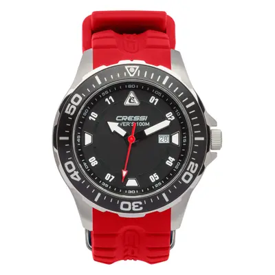 Cressi Unisex Manta Dive Watch, Silver/Black/Red, One Size