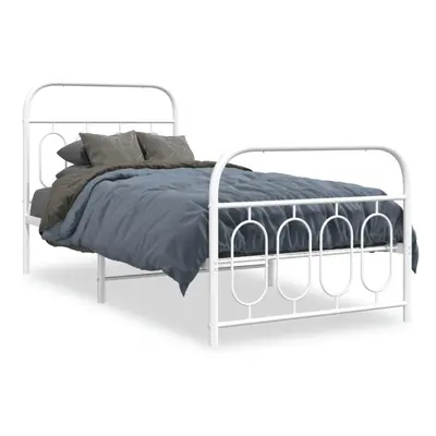 (white, x cm/ with headboard & footboard) vidaXL Metal Bed Frame with Headboard and Footboard Be