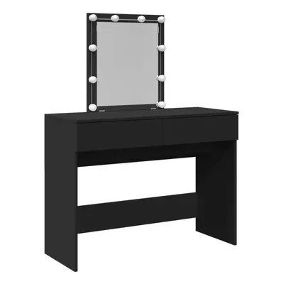 (black) vidaXL Dressing Table with LED Cosmetic Table Vanity Makeup Table Smoked Oak