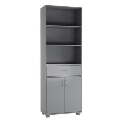 (Grey) Tier Wooden Display Bookcase Shelves Drawer