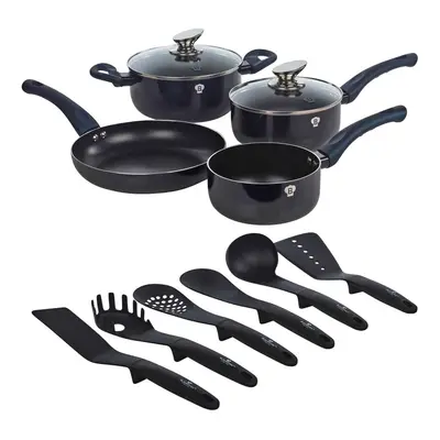 (Aquamarine) 12Pc Set Blaumann Cookware Frying Pots Saucepan Casserole Soft Touch & Tool Set