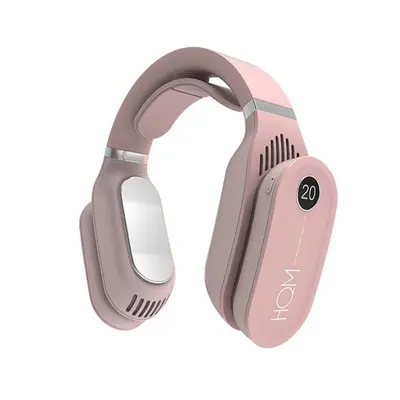 (Pink) Smart Neck Massager Cooling and Heating Air Conditioning Bladeless Fan Constant Temperatu