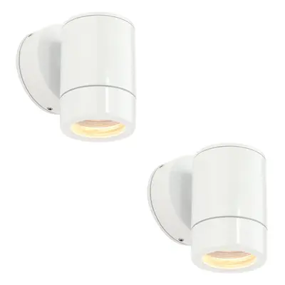 2 PACK Outdoor IP65 Wall Downlight - Dimmable 7W LED GU10 - Gloss White