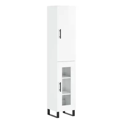 vidaXL Highboard Sideboard Storage Cabinet High Gloss White Engineered Wood