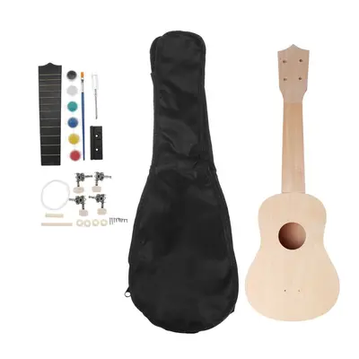 21 Inch Basswood Ukulele DIY Kit Handwork Support Painting Ukulele with Accessories