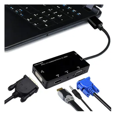 (Black) in Display Converter Hub Docking Station Adapter with HDMIVGADVI Ports VH99 for TV Proje