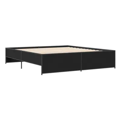 (black, x cm) vidaXL Bed Frame Bed Base Bedstead Black 120x200 cm Engineered Wood and Metal