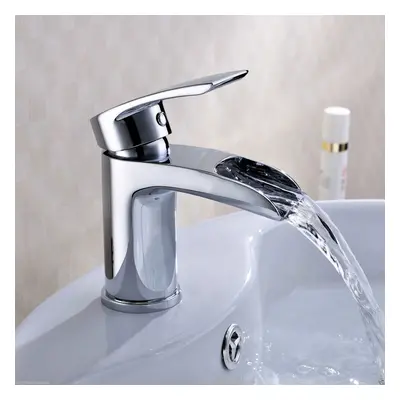 Virgo Waterfall Bathroom Tap Basin Mono Mixer Chrome Solid Brass with free Waste