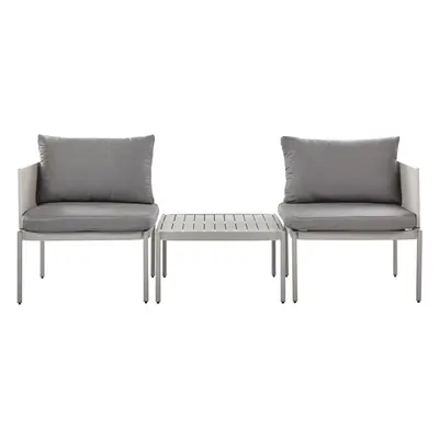 Garden Lounge Set with Table Seater TERRACINA Metal Light Grey