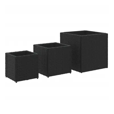 vidaXL Garden Planters Outdoor Flower Pot Planter Pot pcs Black Poly Rattan