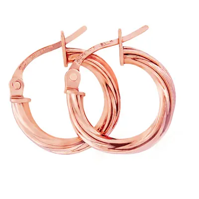 Jewelco London 9ct Rose Gold Twist Hoop Earrings - ERNR02891