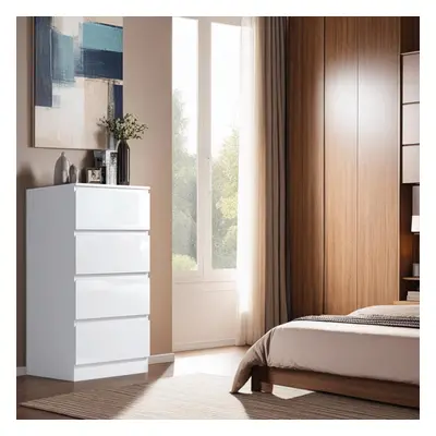 4 Drawer Chest Of Drawers White Gloss Bedroom Storage Furniture