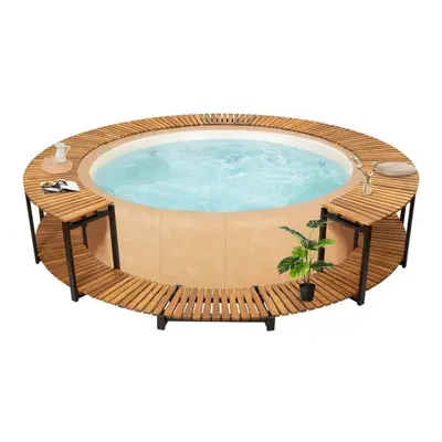 vidaXL Solid Acacia Wood Spa Surround Wooden Pond Enclosure Entrance Step