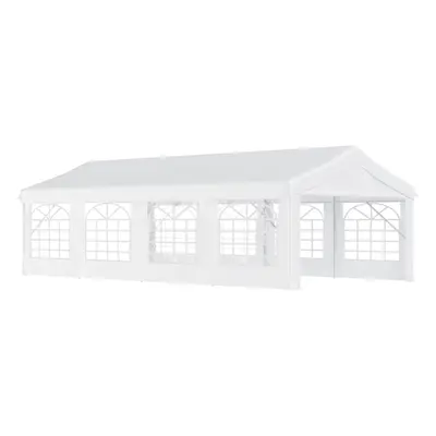 Outsunny 8m Gazebo Garden Marquee Canopy Party Carport Shelter Garage Tent White