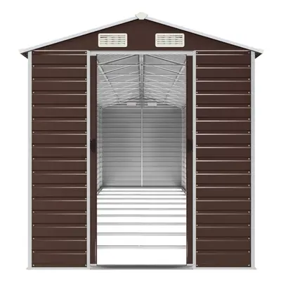 (brown, x x cm) vidaXL Garden Shed Outdoor Storage Shed Patio Yard Tool Shed Galvanised Steel