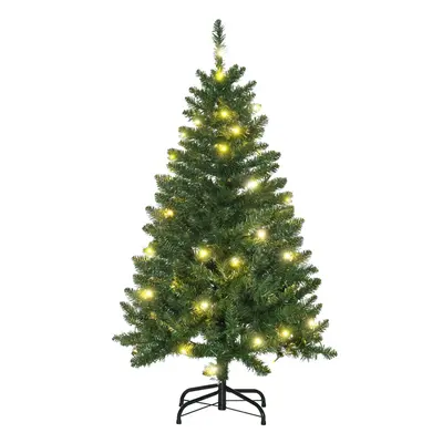 HOMCOM 4FT Prelit Artificial Christmas Tree w/ Warm White Light Xmas Decoration