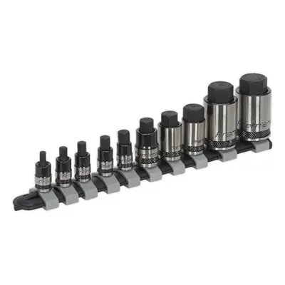 10pc STUBBY Hex Socket Bit Set - 1/4" 3/8" & 1/2" Square Drive Short Shaft Allen