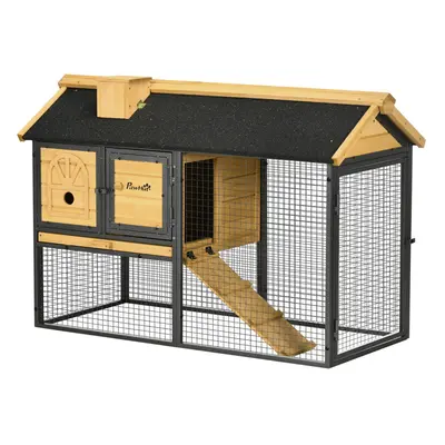 PawHut Rabbit Hutch Outdoor Bunny Cage w/ Run, Removable Tray, x 55.5 x 80cm