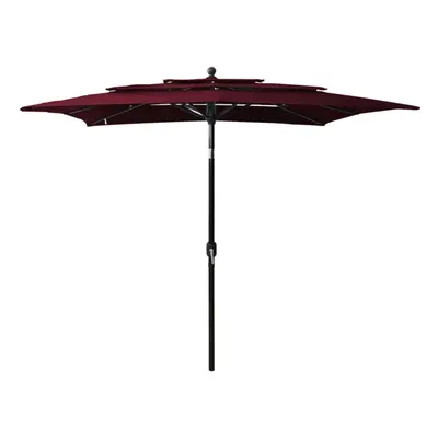 vidaXL 3-Tier Parasol with Aluminium Pole Bordeaux Red Patio Sunshade Cover