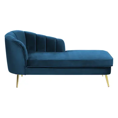 Left Hand Velvet Chaise Lounge Navy Blue ALLIER