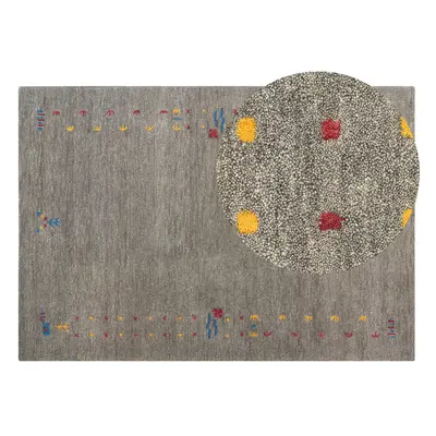 Wool Gabbeh Area Rug x cm Grey SEYMEN