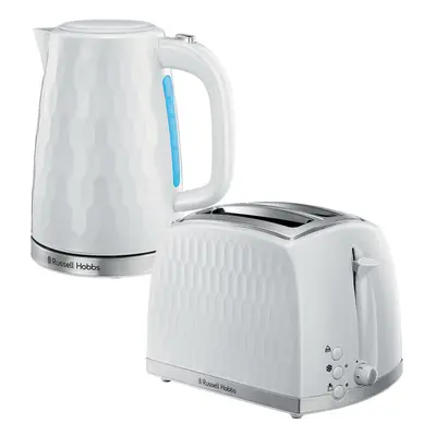 Russell Hobbs Honeycomb Slice Toaster & Kettle Set, White