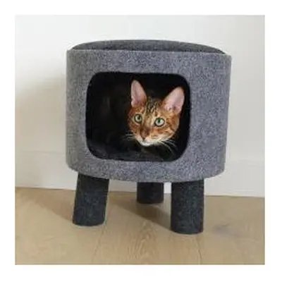 Catwalk Charcoal Felt Cat Stool 36x34x34cm