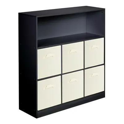 (Black, White) Wooden Cubed Bookcase Units Shelves Drawers