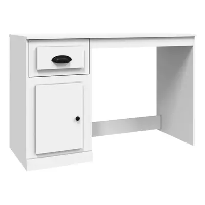 (white) vidaXL Desk Computer Desk Office Writing Desk with Drawer Engineered Wood