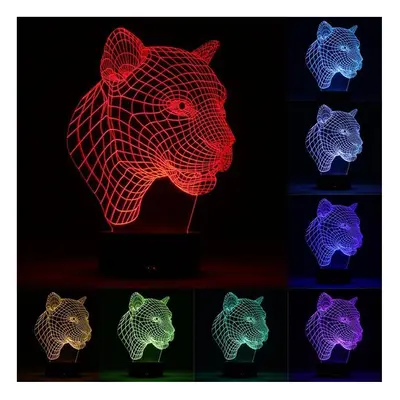 (Leopard) 3D Color Changing LED Desk Table Lamp Remote Acrylic USB Night Light Christmas Gift