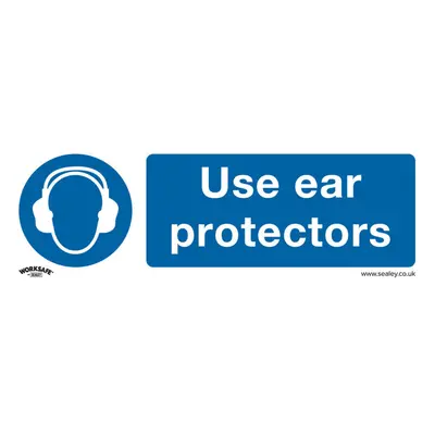 10x USE EAR PROTECTORS Health & Safety Sign - Self Adhesive x 100mm Sticker