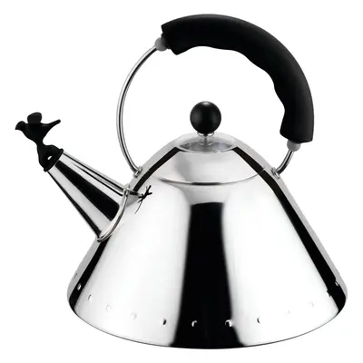 Alessi B Kettle Stainless Steel with Handle and Bird-Shaped Whistle Polyamide Black