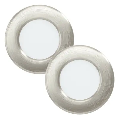 2 PACK Wall / Ceiling Flush Downlight Satin Nickel Steel 2.7W Built in LED