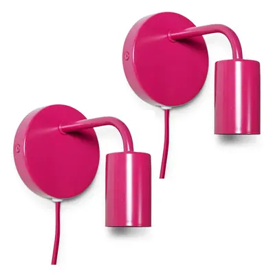 Pair of - Plug in Colour Pop Raspberry Wall Lights, Easy Fit Wall Lamp