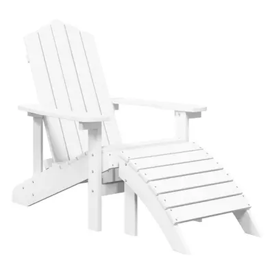 vidaXL Garden Adirondack Chair with Footstool HDPE White Patio Outdoor Seating