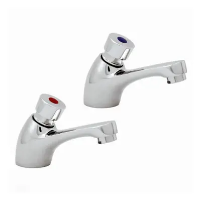 Modern Twin Hot And Cold Bathroom Non Concussive Basin Taps Chrome