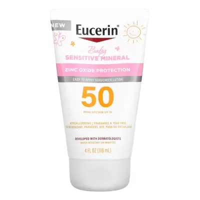 Eucerin, Baby, Sensitive Mineral Sunscreen Lotion, SPF 50, Fragrance Free, fl oz (118 ml)