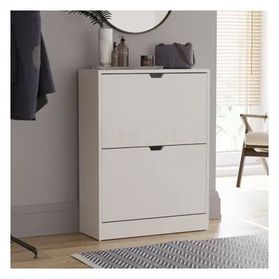 (White) Drawer Shoe Cabinet Hall Storage (FSC 100%)