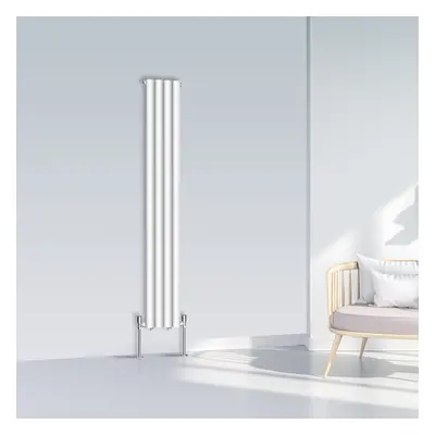 (1600x236mm Single, White) NRG Oval Column Designer Radiator Horizontal Vertical Central Heating