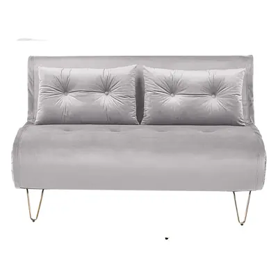 2 Seater Velvet Sofa Bed Grey VESTFOLD